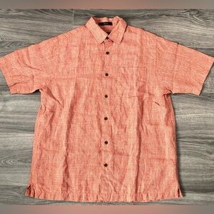 Casual Button-Down Shirt in Coral Check